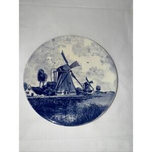 Blauw Delpt Hand Painted Plate with Windmill Made in Holland 6”